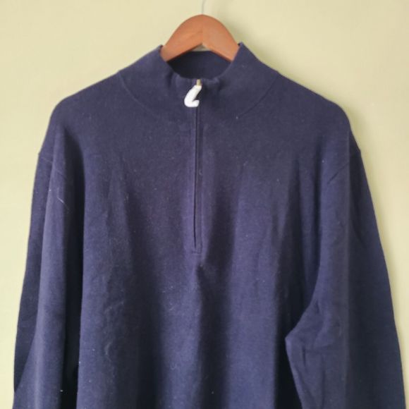 NWT Polo Ralph Lauren Mens 100% Wool 1/4 Zip Pullover Sweater Navy Size XXL Knit - Picture 2 of 9